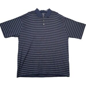 Pebble‎ Beach Polo Shirt Mens XXL Blue Striped Cotton Short Sleeve Golf